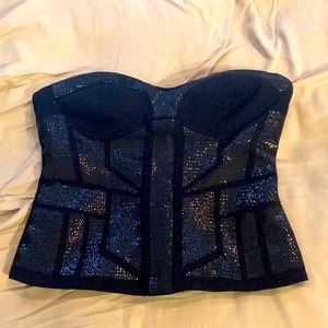 Black sequin Bebe strapless crop top